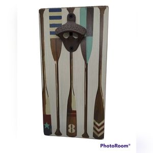 Rustic Marlin Wood Bottle Opener Nautical Paddle Design